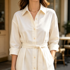 Off-White Belted Shirt Midi Dress